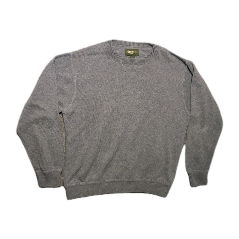 Eddie Bauer Sweater Mens Medium Gray Tight Knit Henley Outdoor Sweatshirt